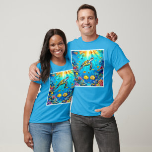 Lebendige Meeresschildkröten-Riff-Kunst T-Shirt