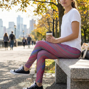 Lebendige mehrfarbige diagonale Welle Leggings
