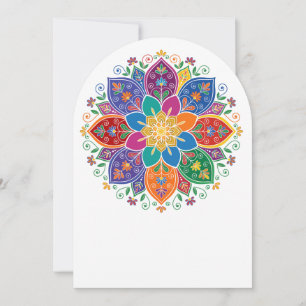 Lebendige mehrfarbige florale Mandala-Vektor-Kunst Einladung
