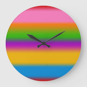 Lebendige mehrfarbige Regenbogen-Verlaufsstreifen  Große Wanduhr