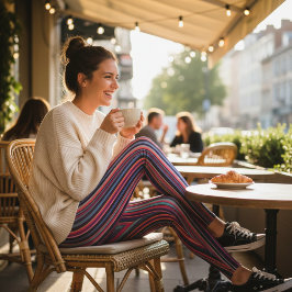 Lebendige mehrfarbige vertikale Streifen Leggings