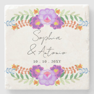 Lebendige mexikanische Blumen-Fiesta-Hochzeit Steinuntersetzer