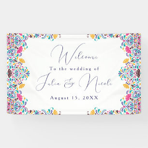 Lebendige mexikanische Fiesta-Regenbogen-Hochzeit Banner