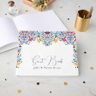 Lebendige mexikanische Fiesta-Regenbogen-Hochzeit Gästebuch