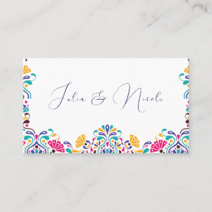 Lebendige mexikanische Fiesta-Regenbogen-Hochzeit Platzkarte