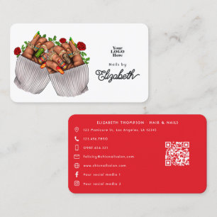 Lebendige mexikanische Nagelstudio-Branding Visitenkarte