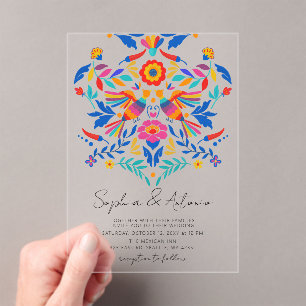 Lebendige mexikanische Vögel Otomi Floral Fiesta H Acryleinladungen