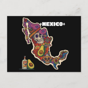 Lebendige Mexiko-Zucker-Schädel-Karte Postkarte