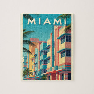 Lebendige Miami-Gebäude mit Palmen Puzzle