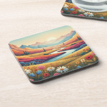 Lebendige moderne Berglandschaft mit Sonnenunterga