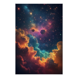 Lebendige Multicolor-Nebelgalaxie Poster