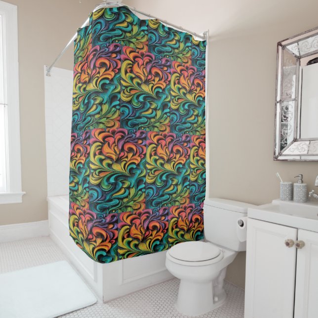 Lebendige Multicolor-Swirbel-Kunst Duschvorhang (Beispiel)