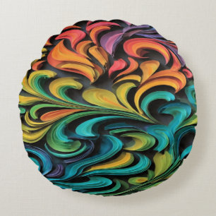 Lebendige Multicolor-Swirbel-Kunst Rundes Kissen