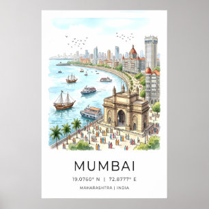 Lebendige Mumbai-Wandkunst - Farbige Gateway of Poster