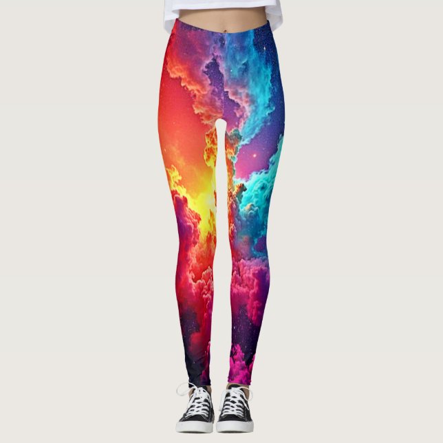 Lebendige Nebel-Kunst: Kosmische Farb-Kunst Leggings (Vorderseite)