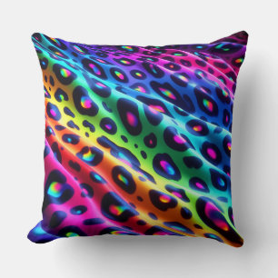 Lebendige Neon-Akzente   Regenbogen-Leopardenprint Kissen