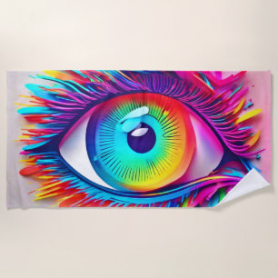 Lebendige Neon-Augen-Abstraktkunst Strandtuch