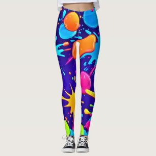 Lebendige Neon-Farbspritzer-Kunst Leggings