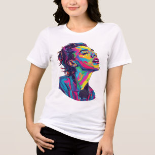Lebendige Neon-Pop-Art-Sänger-Grafik - Bunte Musik Tri-Blend Shirt