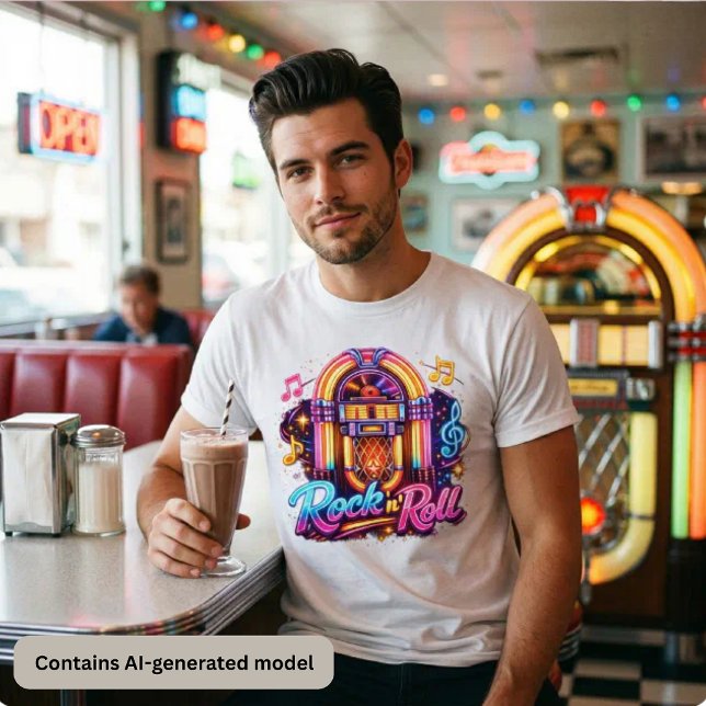 Lebendige Neon-Rock-'n'-Roll-Jukebox Tri-Blend Shirt (Von Creator hochgeladen)