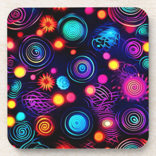 Lebendige Neon-Spirale und Punkt-Kunst Getränkeuntersetzer