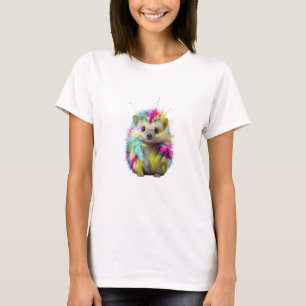Lebendige Neon-Spritz-Hedgehog-Kunst Frauen T-Shirt