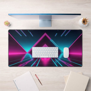 Lebendige Neon Synthwave Cyberpunk Gamer Einrichtu Schreibtischunterlage