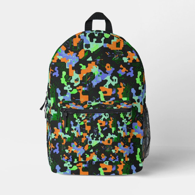 Lebendige Neon-Tarnung Bedruckter Rucksack (Vorderseite)