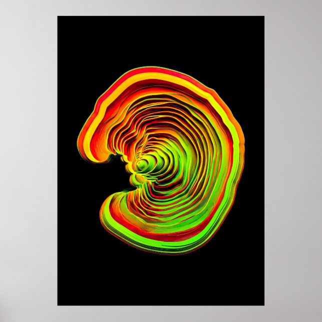 Lebendige Neon-Thermotopografie-Abstrakt 3D Poster (Vorne)