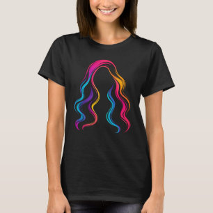 Lebendige neon-wellige Haare Minimalistische Illus T-Shirt