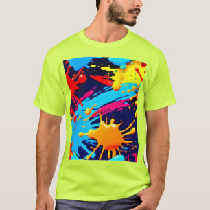 Lebendige Neonfarbe in fließendem Ausdruck T-Shirt