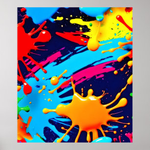 Lebendige Neonfarbe in fließender Bewegung Poster