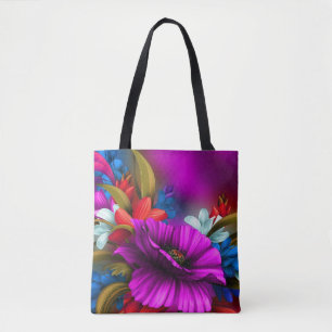 Lebendige neonfarbene Blumen-Digitalkunst-Illustra