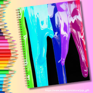Lebendige Ölmalerei Neon Grün Pink Blau Foto Notizbuch