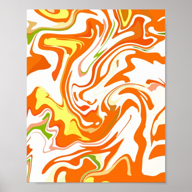 Lebendige orange Flüssigkeit Abstract  Poster (Vorne)