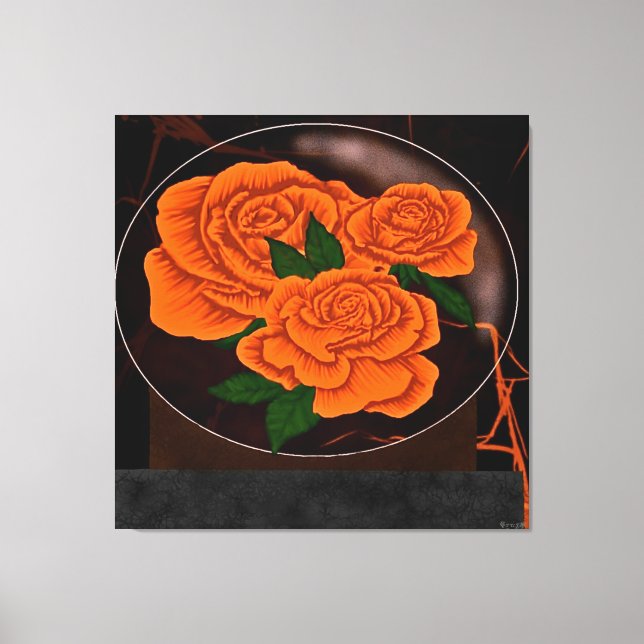 Lebendige orange Rosen Leinwanddruck (Vorderseite)