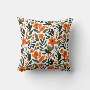 Lebendige orangefarbene Blumen Frühlingsblumenmust Kissen