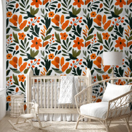 Lebendige orangefarbene Blumen Frühlingsblumenmust Tapete