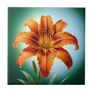Lebendige Orangefarbene Lilienblüte Fliese