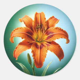 Lebendige Orangefarbene Lilienblüte Runder Aufkleber