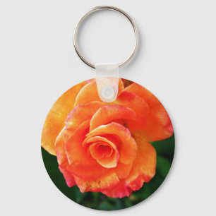 Lebendige Orangefarbene Rosenfotografie Schlüsselanhänger