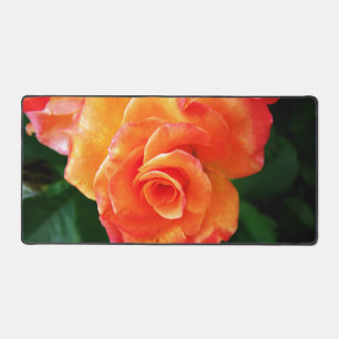 Lebendige Orangefarbene Rosenfotografie Schreibtischunterlage