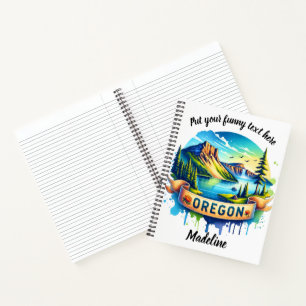 Lebendige Oregon-Landschaft mit Bergen und See Notizbuch