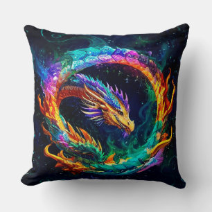Lebendige Ouroboros-Drachenkunstsymbol Kissen