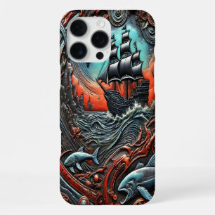 Lebendige Ozeanreise mit Schiff und Meeresleben iPhone 16 Pro Max Hülle