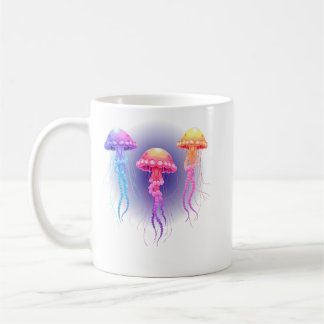 Lebendige Pastell-Quallen-Ozeanszene Kaffeetasse