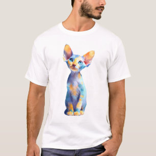 Lebendige Pastell-Watercolor-Sphynx-Katzen-Männer T-Shirt