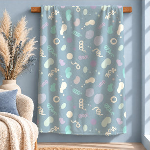 Lebendige Pastellblaue Memphis-Wurfdecke Design Sherpadecke