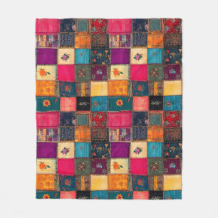 Lebendige Patchworkdecke mit klassischen Blumenmus Fleecedecke