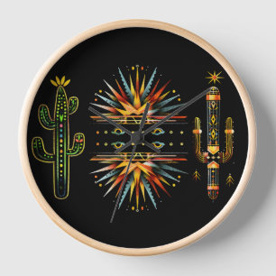 Lebendige Pattern Cactus Southwestern Clock Uhr